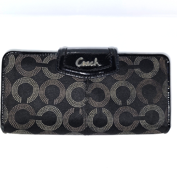 Signature Coach Wallet- 100% Authentic, black with silver, bifold - Picture 13 of 14